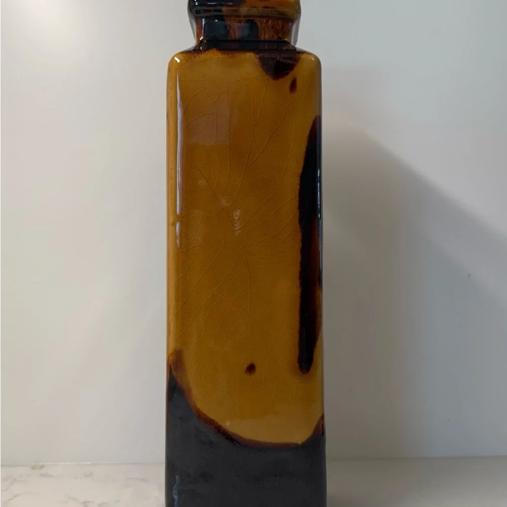 Vintage Amber and Brown Glass Vase